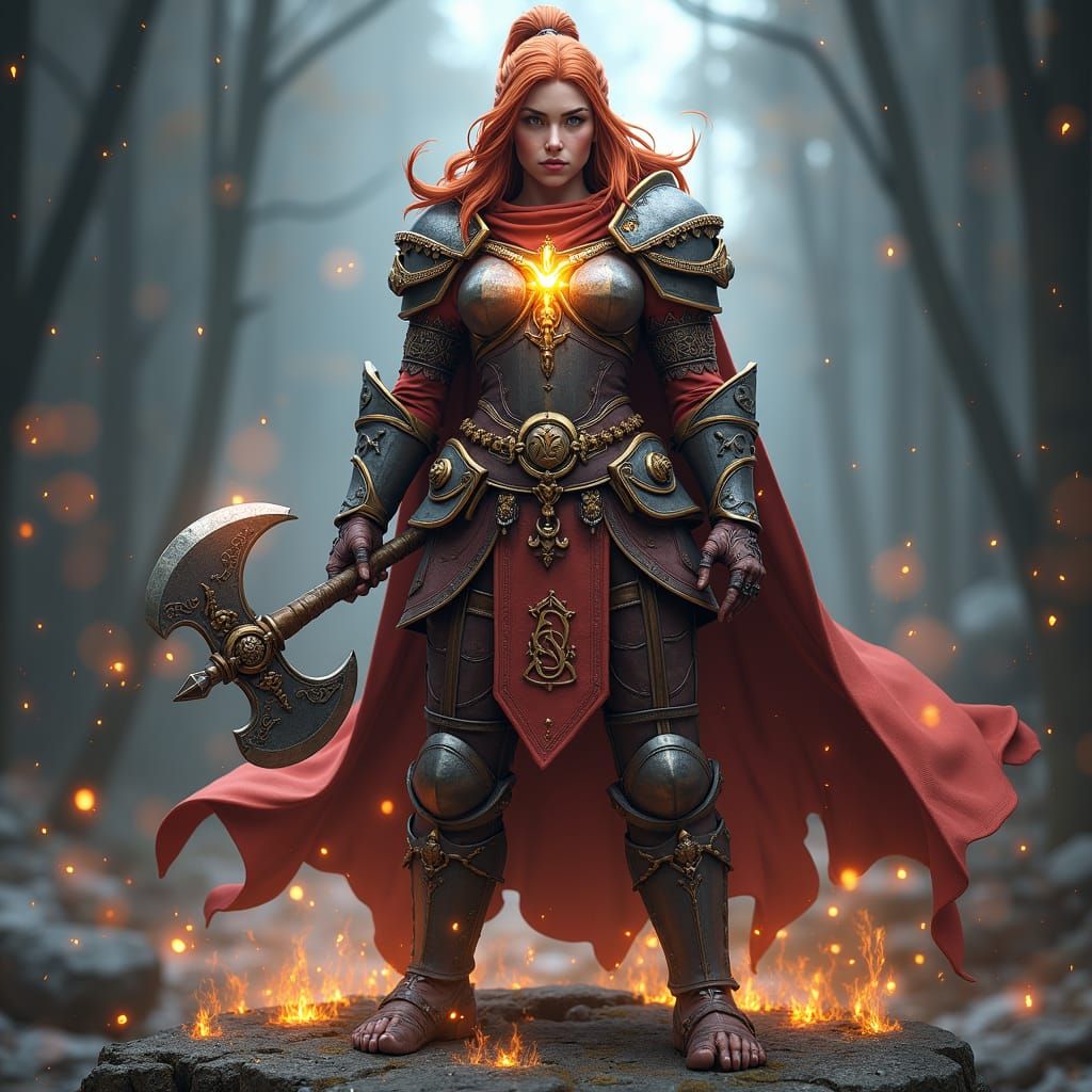 Anime Style Hill Dwarf Cleric with Divine Aura