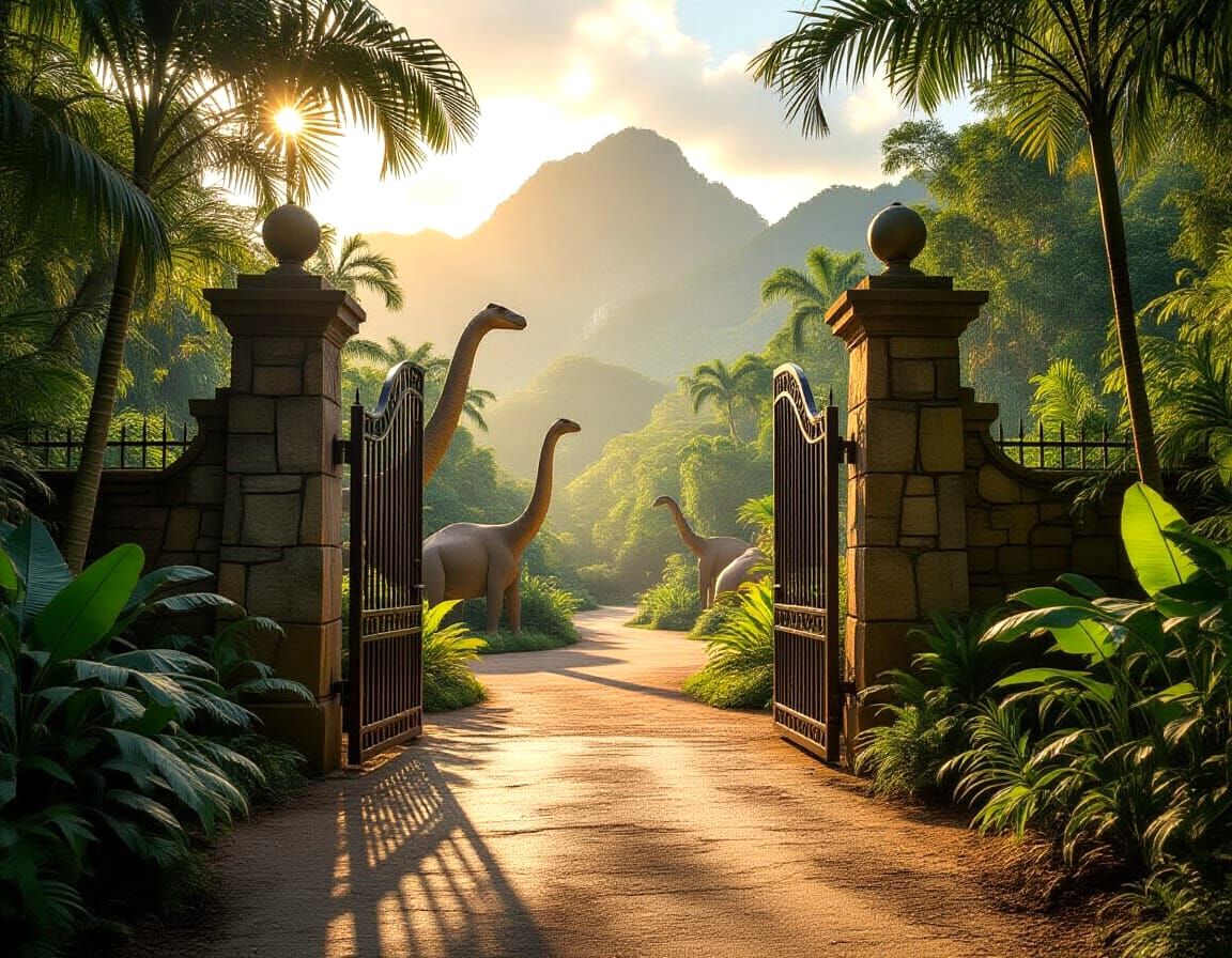 Jurassic Park Gates Open to Brachiosaurus Clearing
