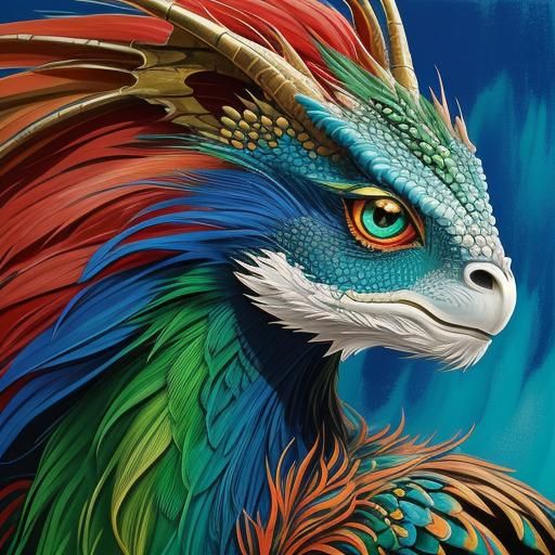 Dragon Woman Portrait in Mixed Media Style