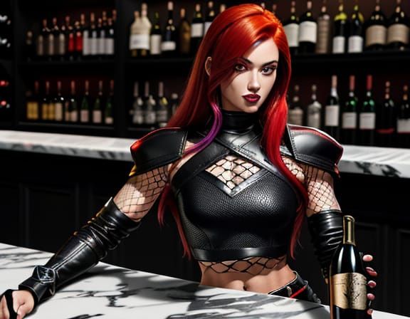 Gothic Goddess in Leather Finery, Comic Book Style