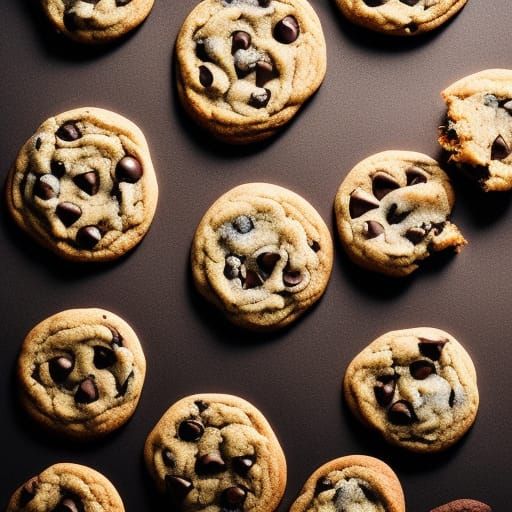 Hyperrealistic Chocolate Chip Cookies Splash Art