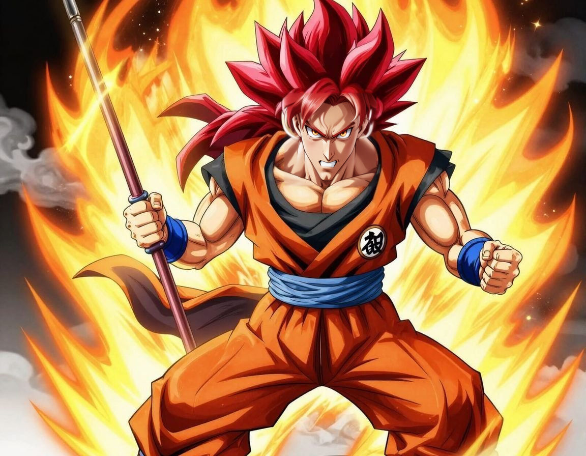 Saiyan Warrior Charging Aura in Dynamic Pose