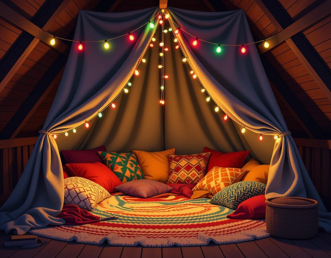 Cozy Blanket Fort with String Lights