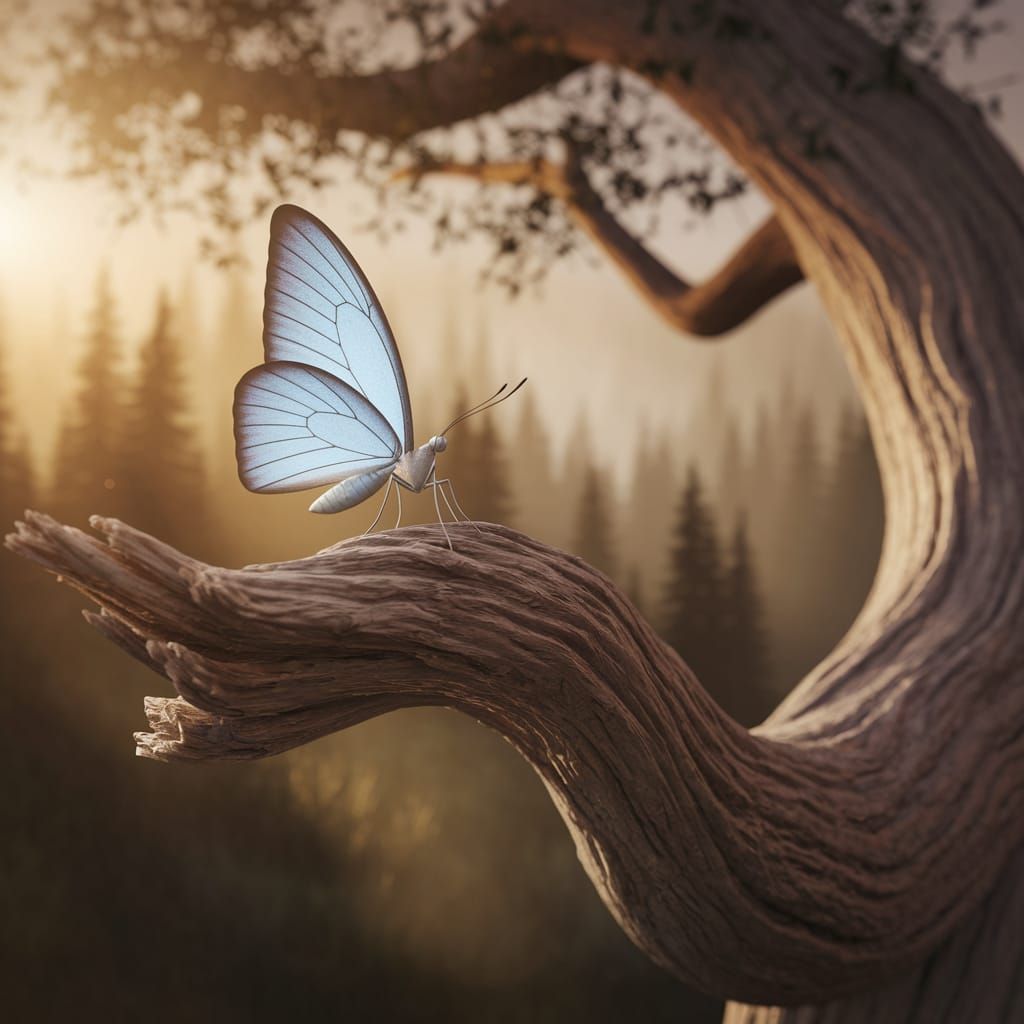 Surreal Butterfly Lands on Ancient Tree in Spiritualized For...
