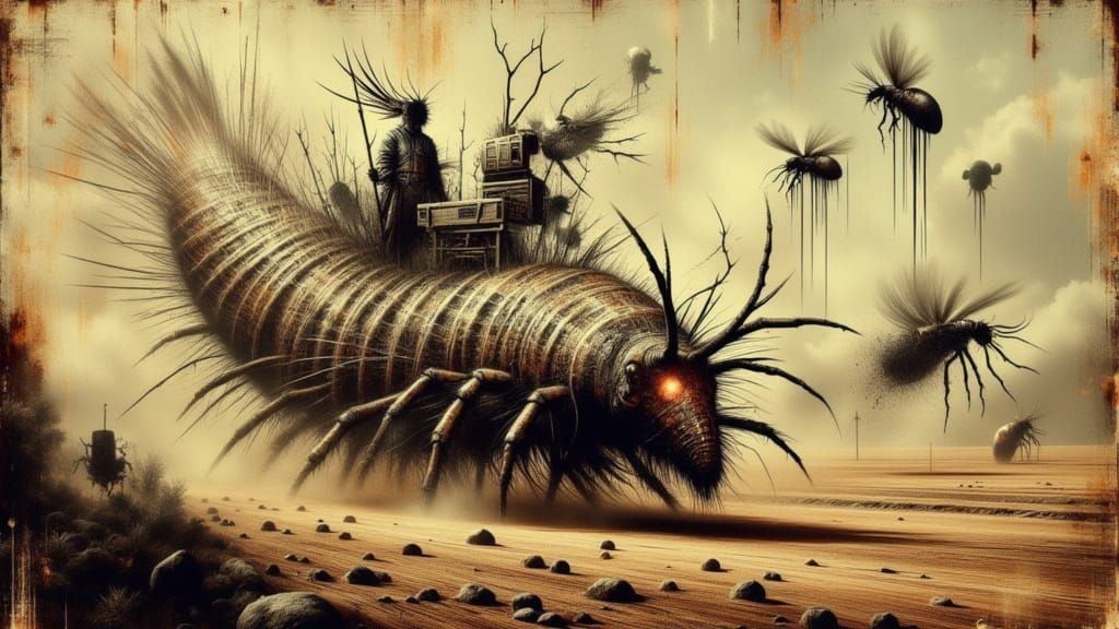 Insect Vehicles in Surreal Dreamscape, Neo-Visceral Art