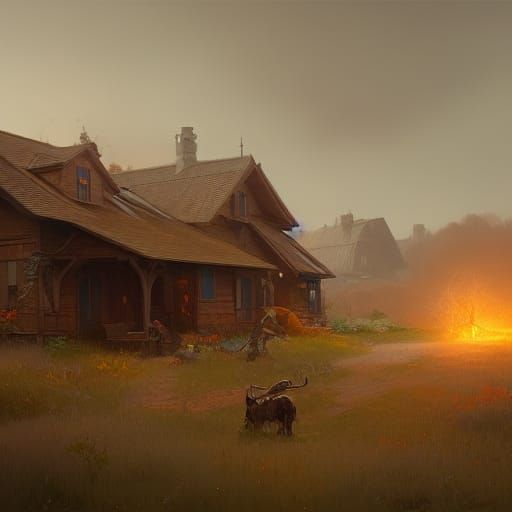Range Concept Art in Orange and Teal