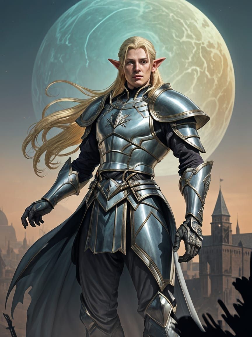 High Elf Lord in Shimmering Platinum Armor