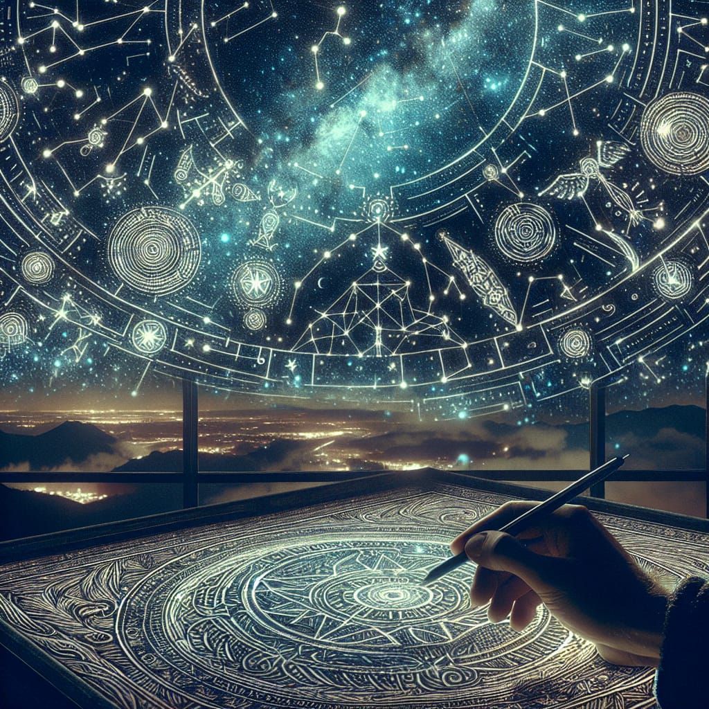 Night Sky Constellations in Hyperrealistic Digital Art