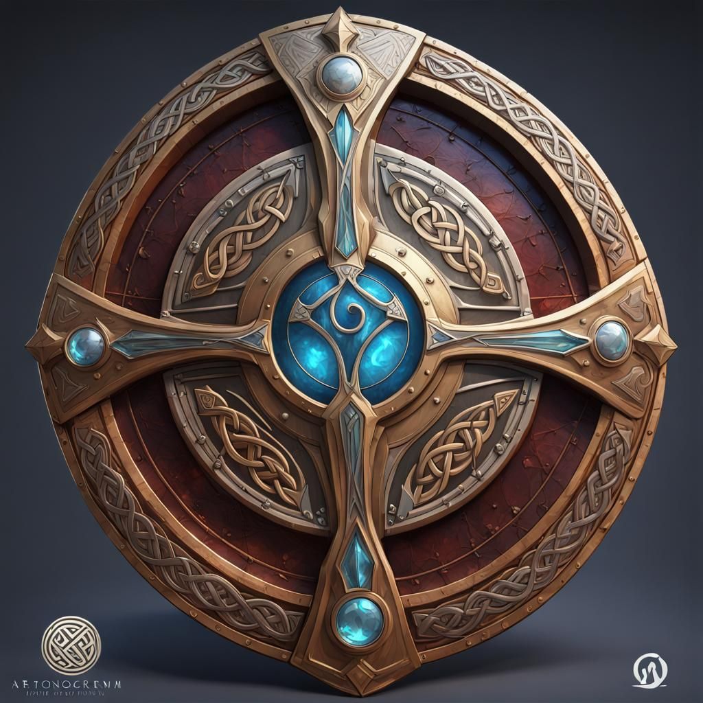 Celtic Battle Shield with Metaphysical Crystals