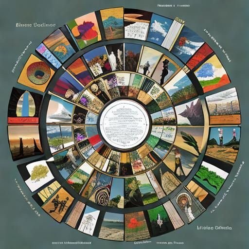 Abstract Botanical Arrangement with Fractured Geometric Elem...