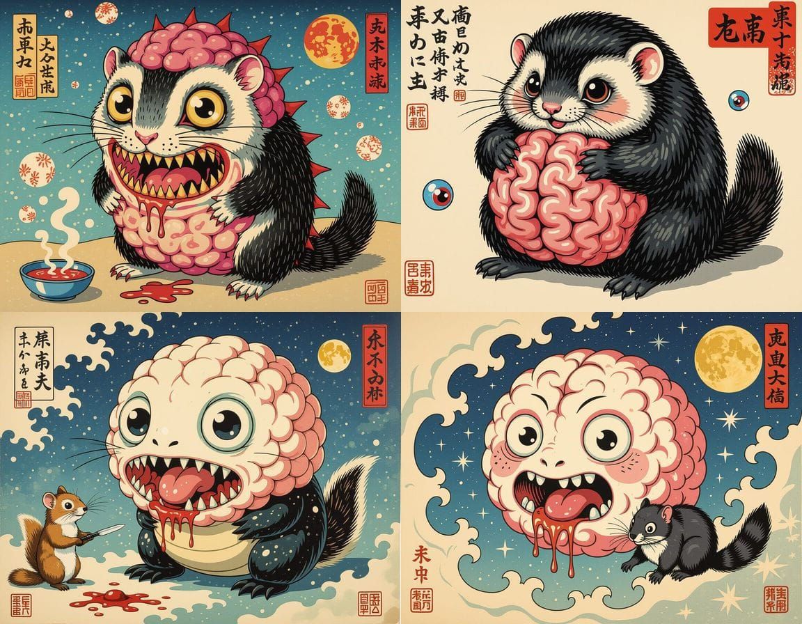 Surreal Kawaii Horror: Ukiyo-e Meets Egon Schiele