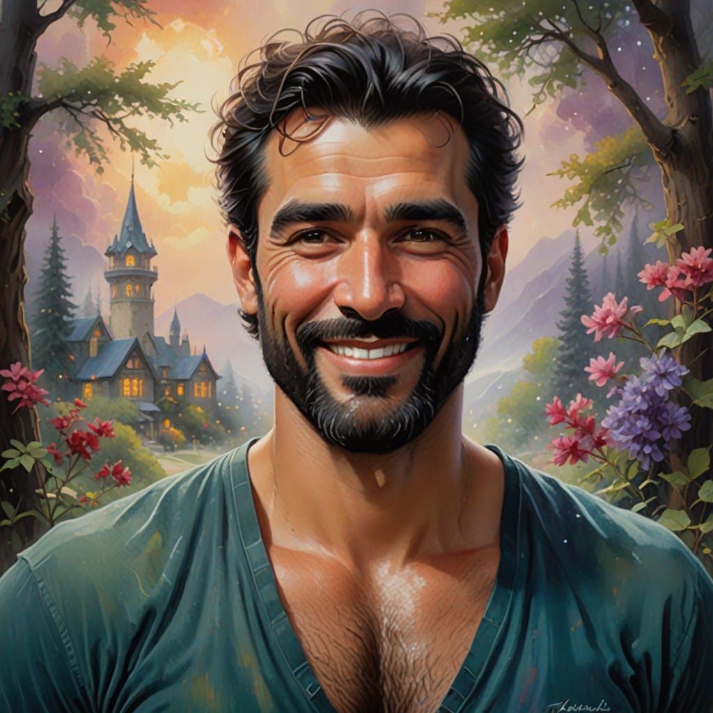 Vibrant Expressionist Portrait of a Happy Afghan Man