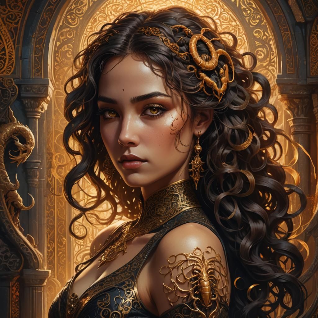 Scorpio Woman Portrait in Fantasy Art Style