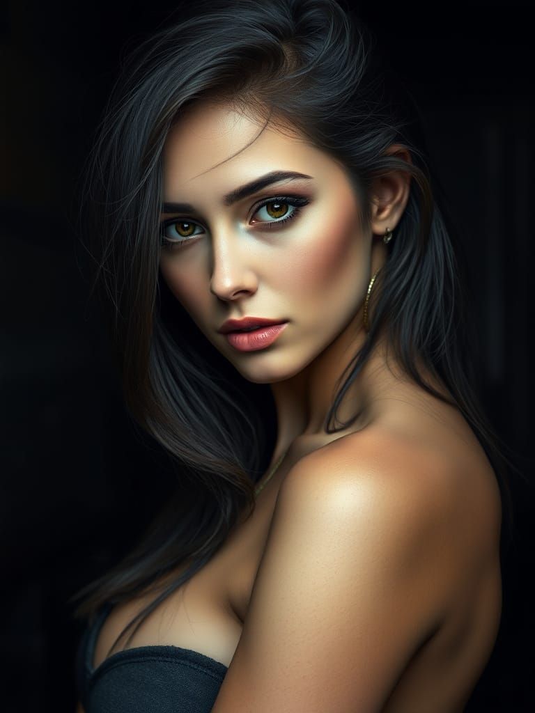Hyperrealistic Brunette Portrait with Cinematic Lighting