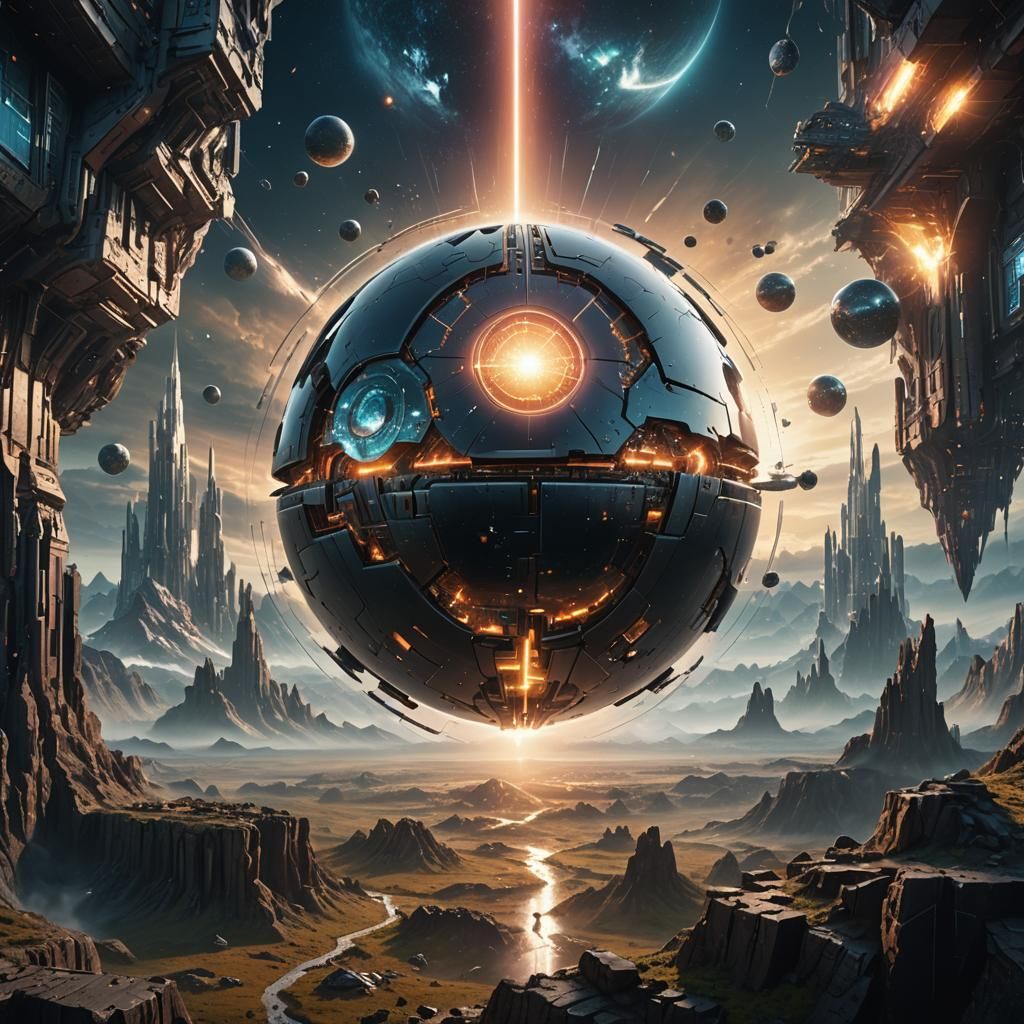 Futuristic Orb: Microworld Power Source on Alien Planet