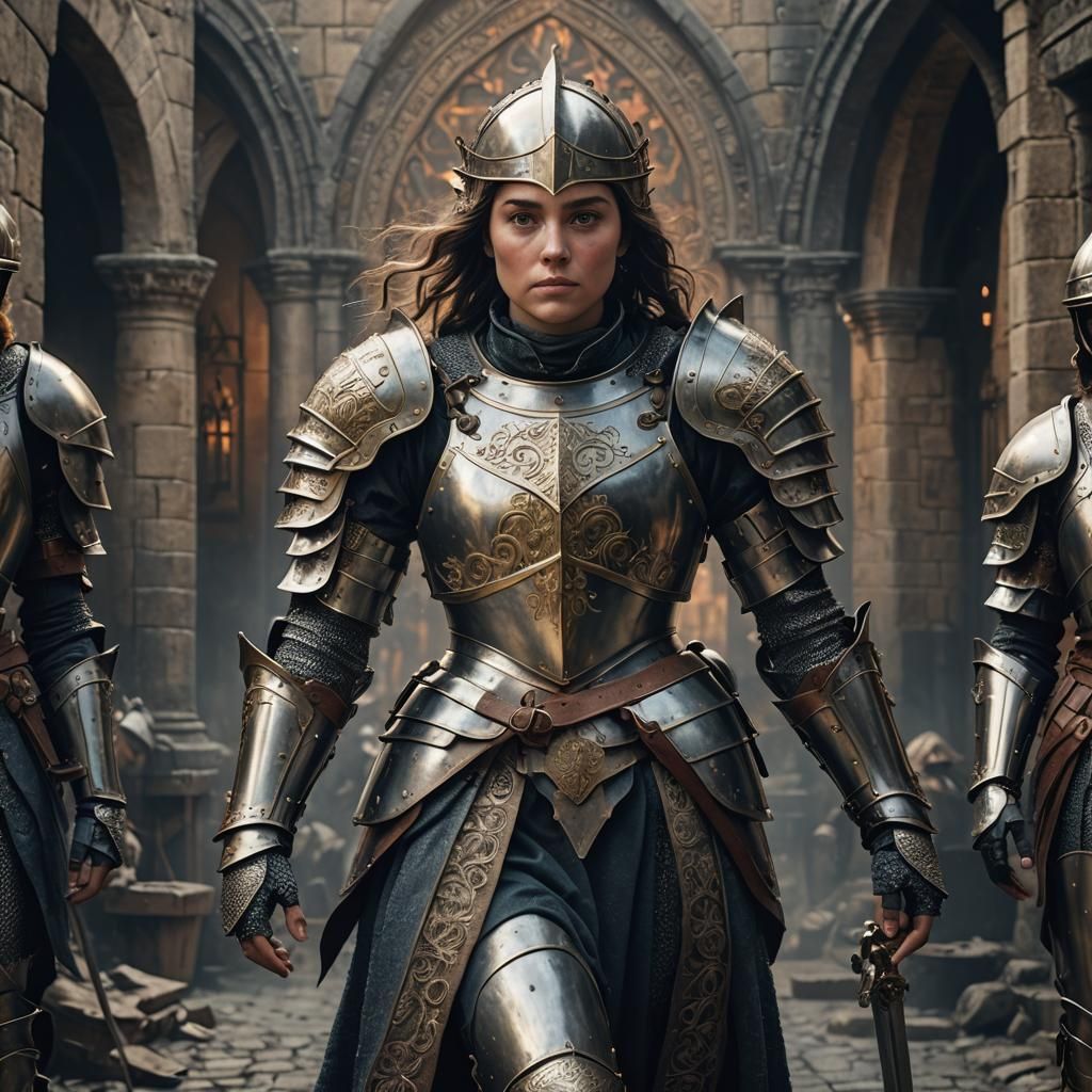 Woman in a Suit of Medieval Armour