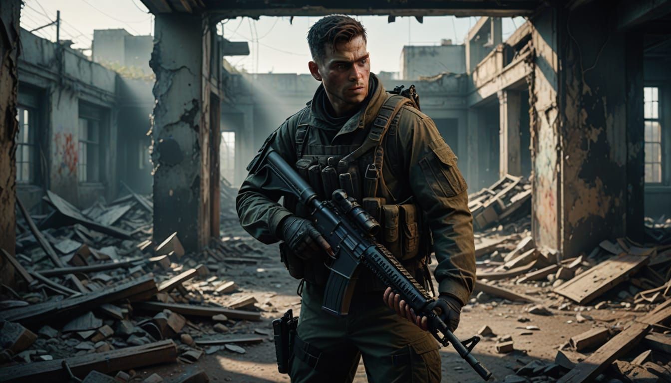 Military Survivor Battles Zombies in a Desolate Post-Apocaly...