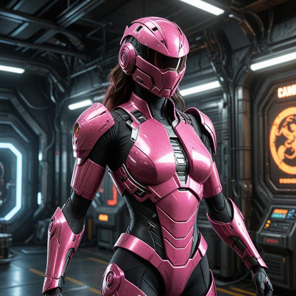 Cyborg Ninja Warrior in Futuristic Lab