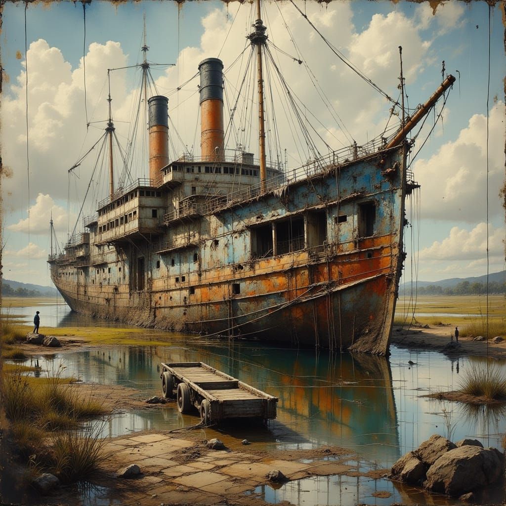 SS Ayrfield Shipwreck in Impressionist Style