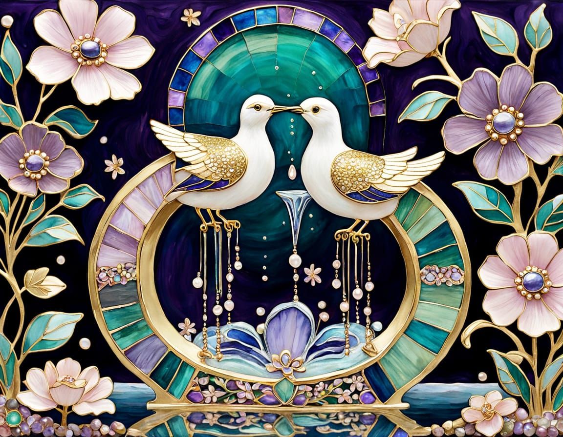 Ethereal Cloisonné Masterpiece with Delicate Birds and Flora...
