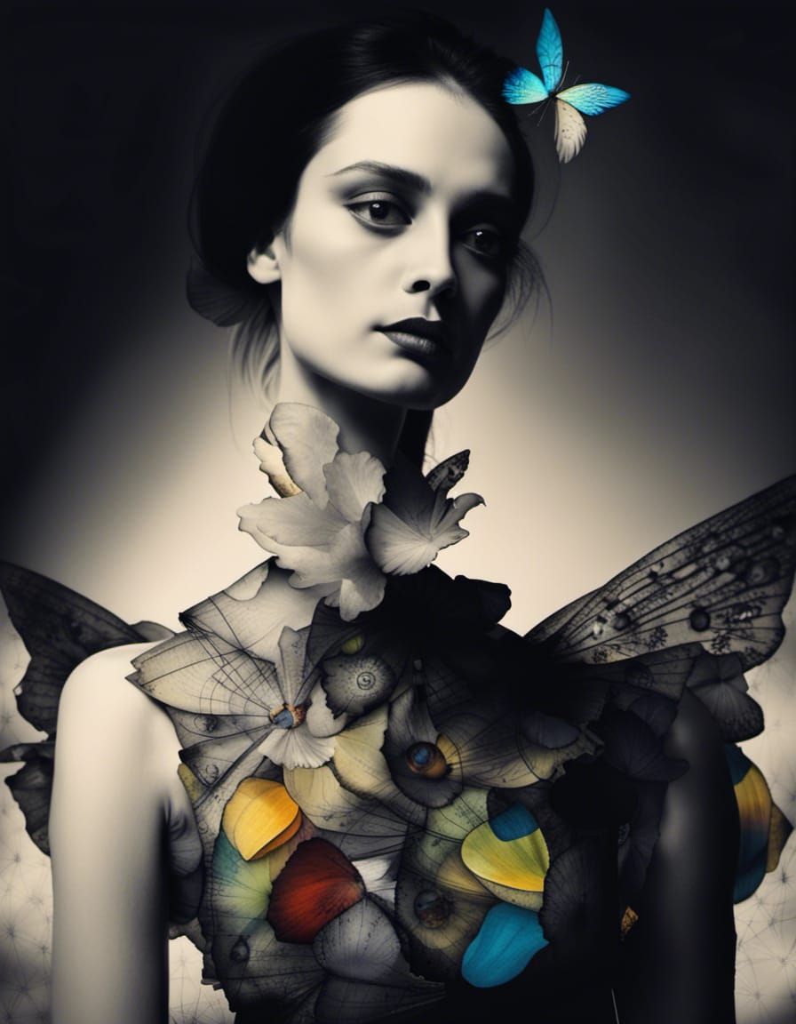 Winged Fairy in Dandelion Dreamscape, Surreal Art Style