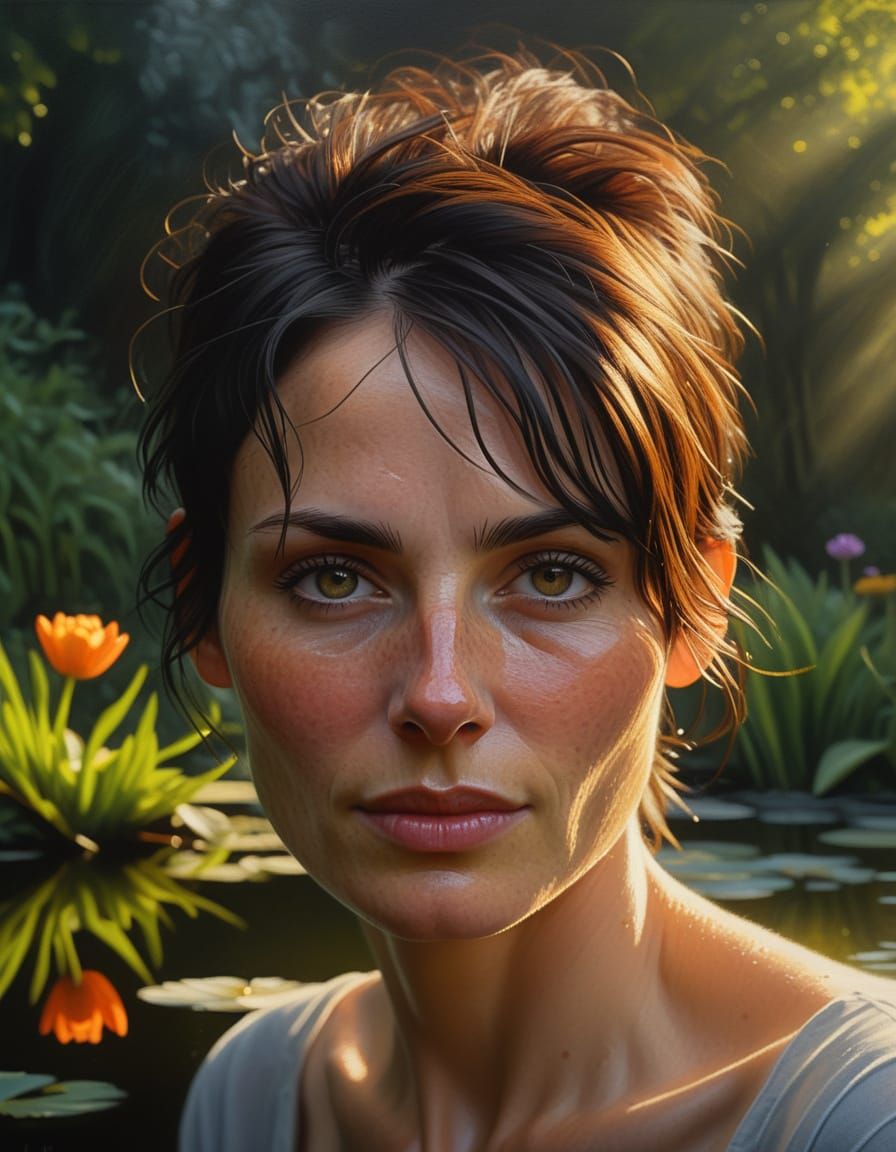 Seductive Chiaroscuro Portrait in Warm Oil Colors