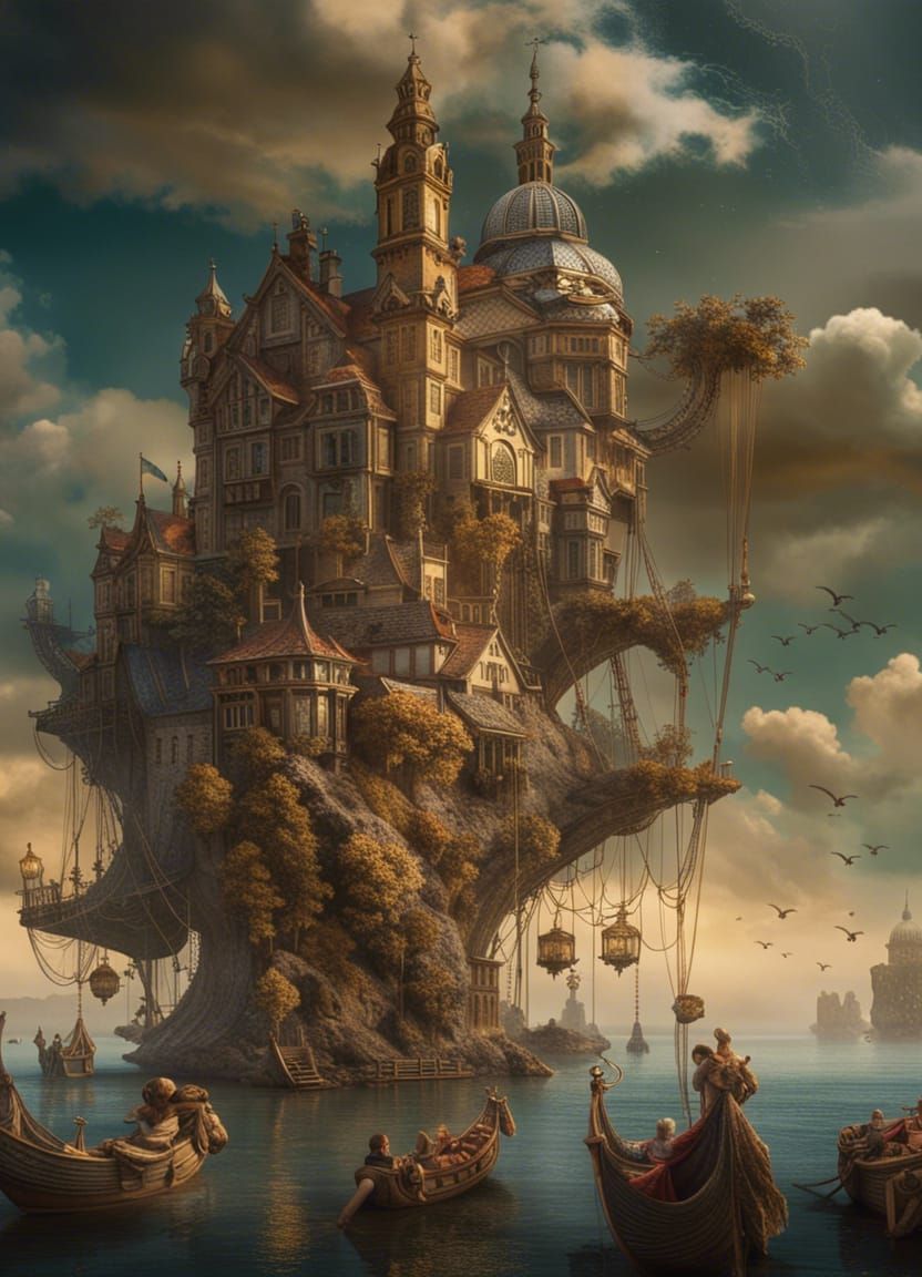 Cosmopolis Floating Above Clouds: A Surreal Earth