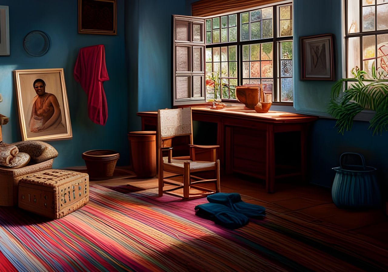 Cozy Mexican Cottage Interior in Hyperrealistic Oil Painting
