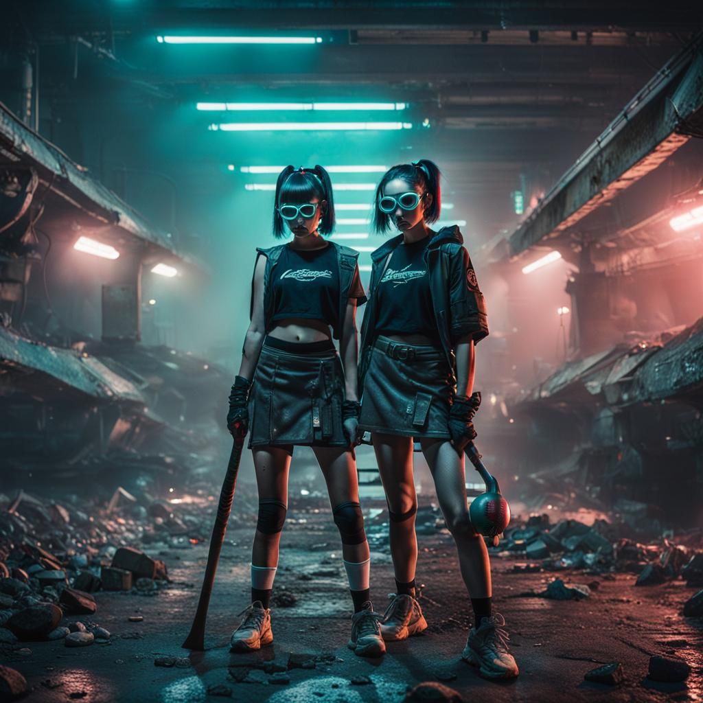 Cyberpunk Yakusa Girls in Underground Scene