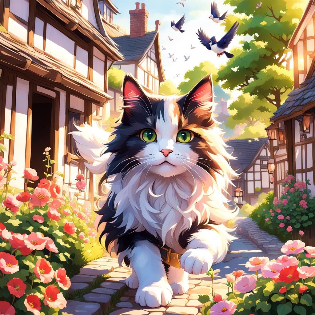 Calico Kitten's Animated Countryside Escapade in 3D Anime St...