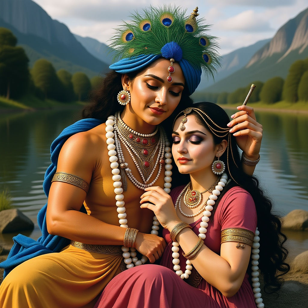 Radha and Krishna in Vrindavan: A Divine Portrait