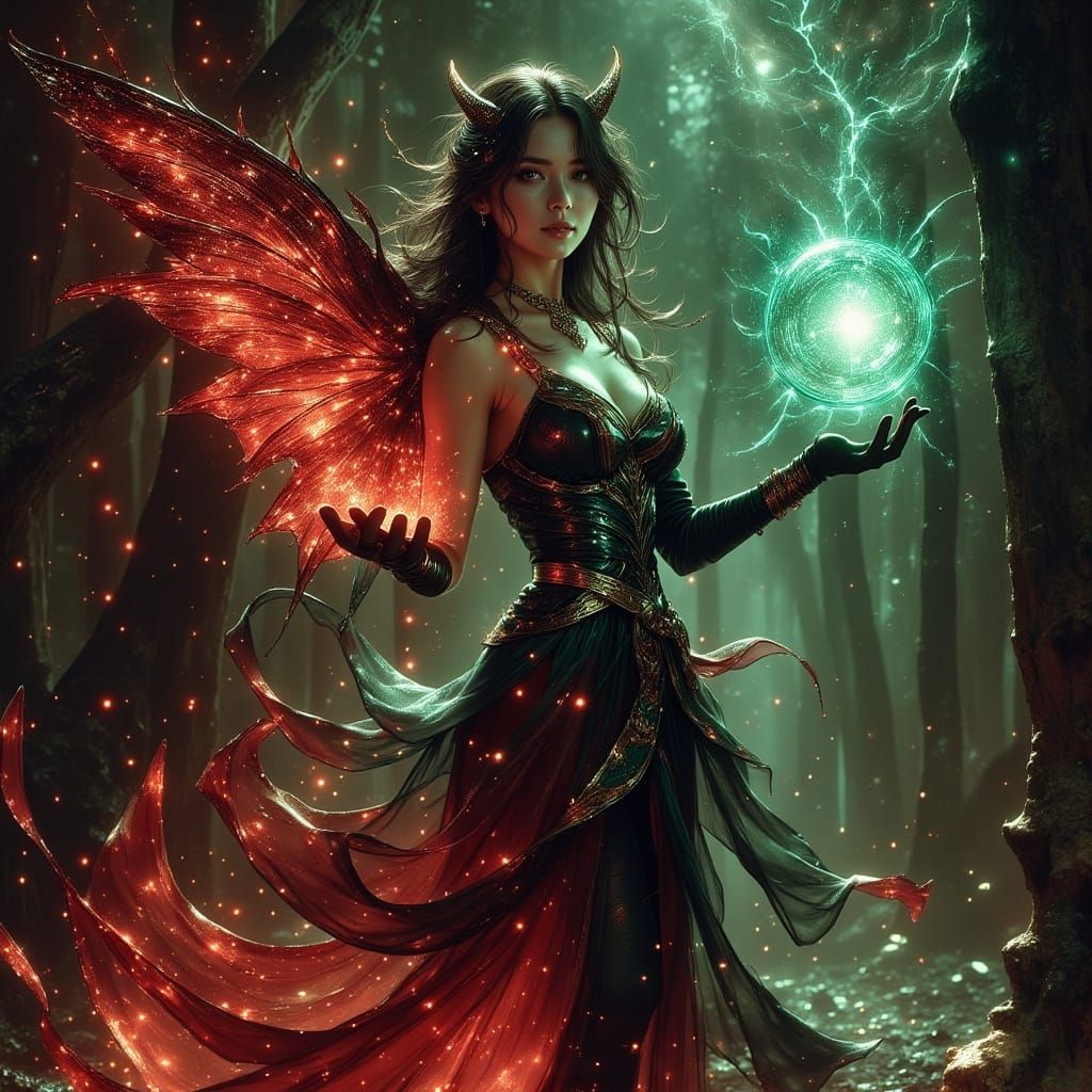 Gorgeous Sorceress Unleashes Magic in Anime Style