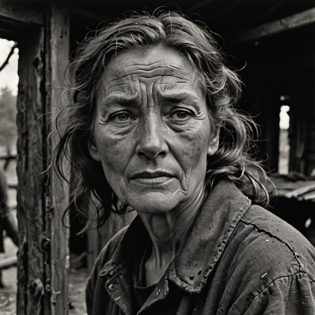 Despairing Woman Portrait in Documentary Photography Style