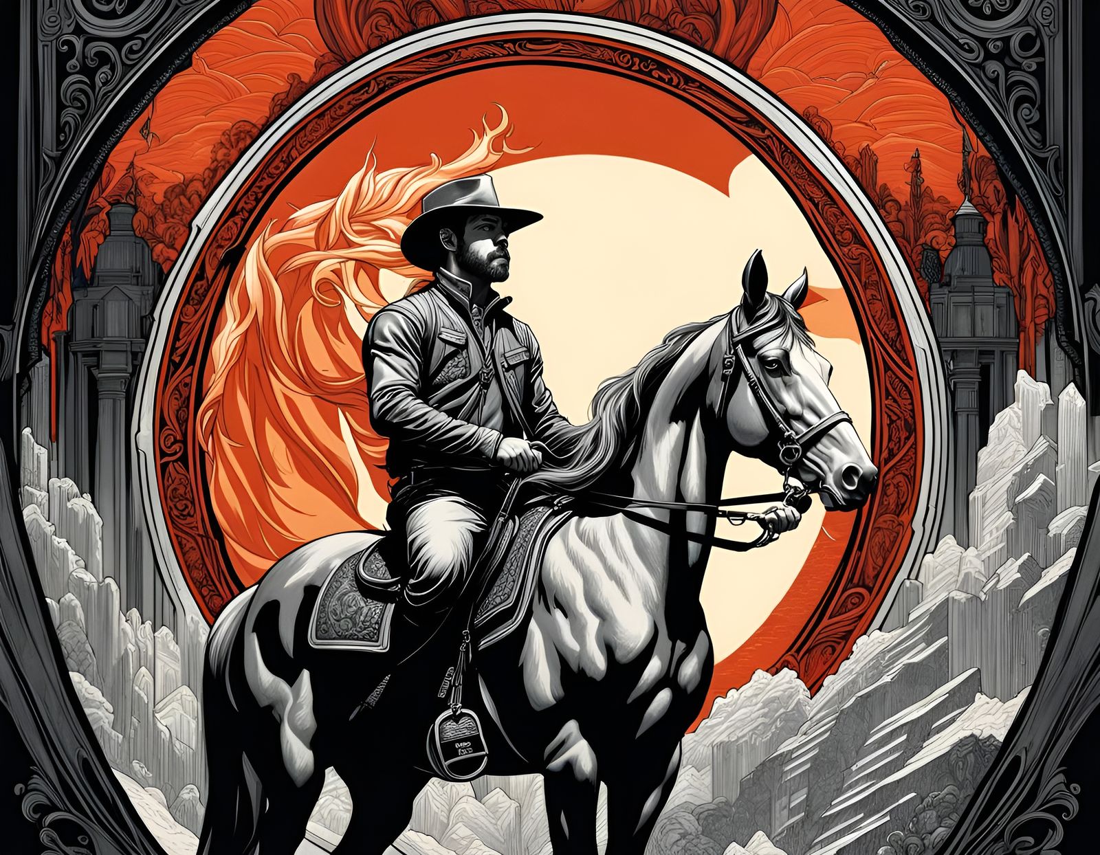 Marlboro Man on Horse: Hyperrealistic Digital Art