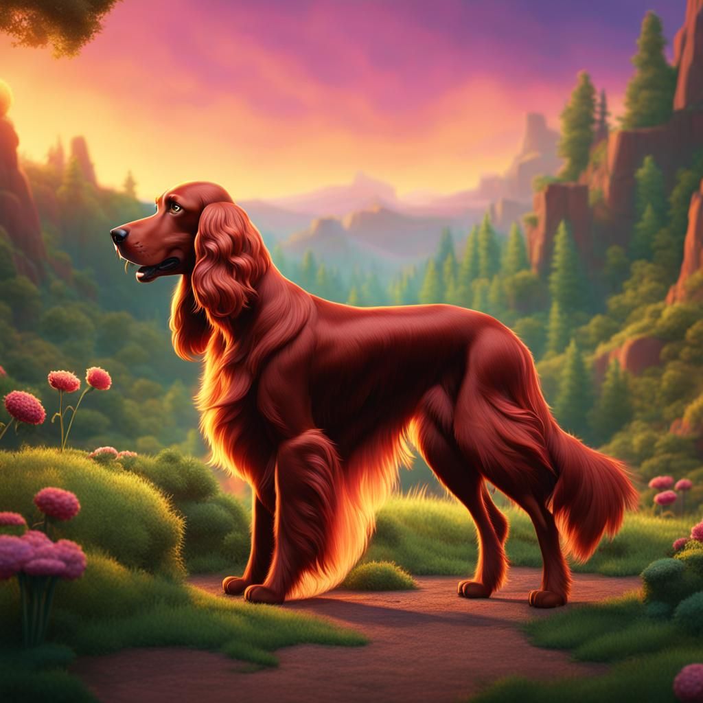 Irish Setter in Disney Pixar Style