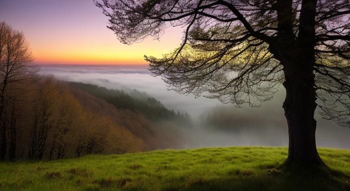 Misty Forest Path in Romantic Style