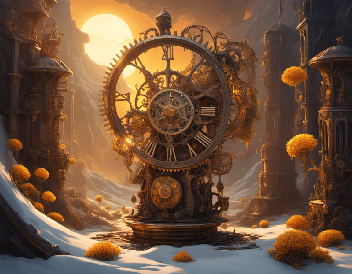 Clockwork Hurricane Over Cream Landscape
