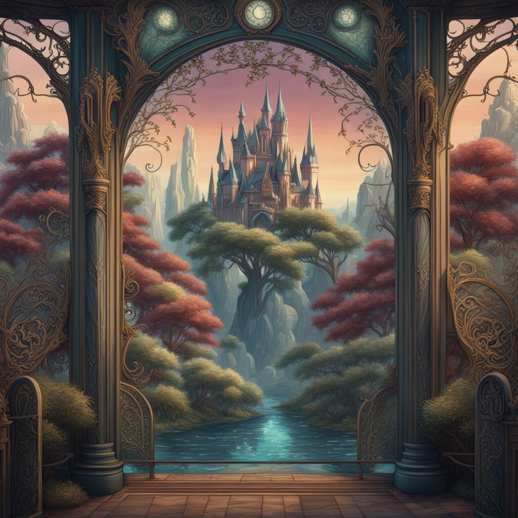 Art Nouveau Fairy Tale Castle in 8k