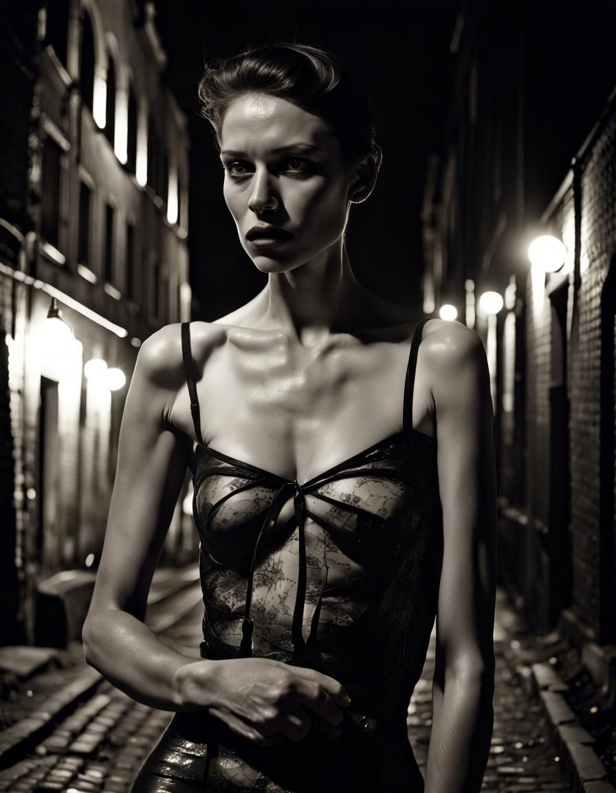 Alluring Woman by Ancient Wall in Magical Realism