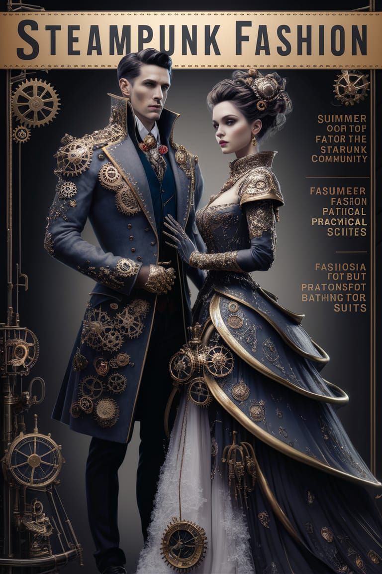 Steampunk Fashion Magazine Cover: Exquisite Attire