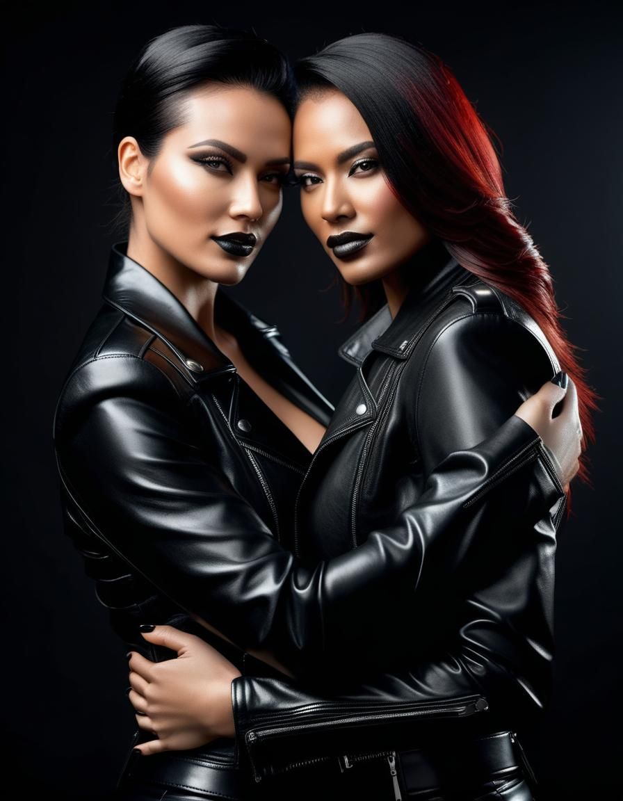 Girlfriends Embrace: Ultrarealistic Lesbian Portrait