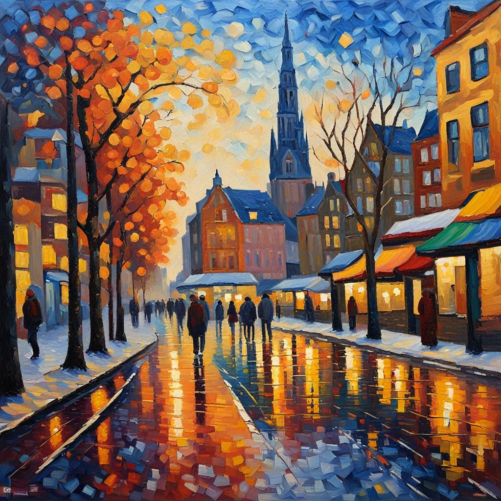 Eindhoven, Netherlands in Expressionist Oil Painting Style