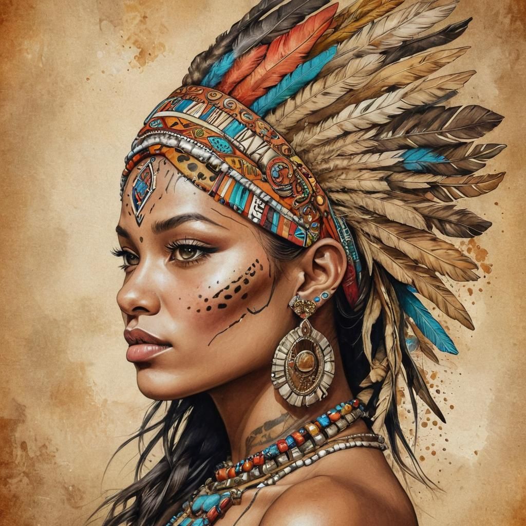 Vibrant Tattooed Leopard Woman: Fantasy Illustration