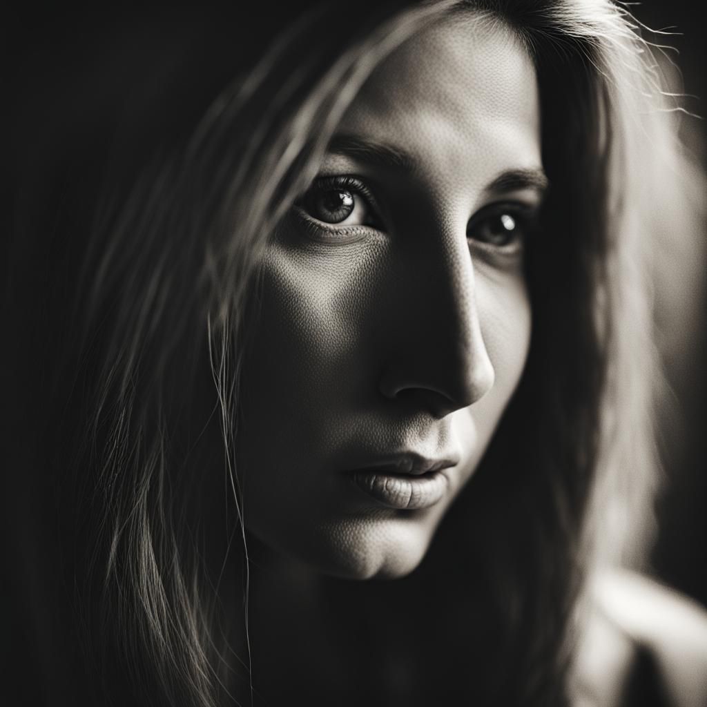 Portrait of a Young Woman in Photographic Style