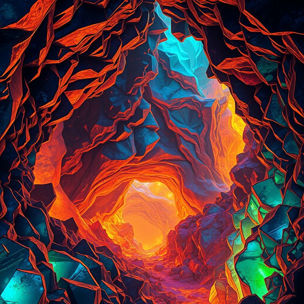 Iridescent Alien Caves with Crystalline Structures