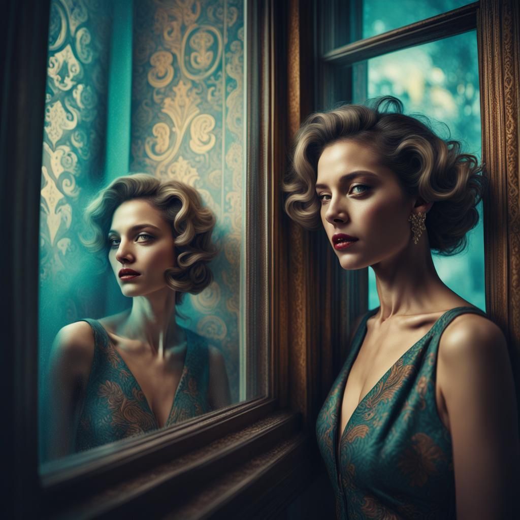 Woman's Envy Through a Window, Polaroid Style