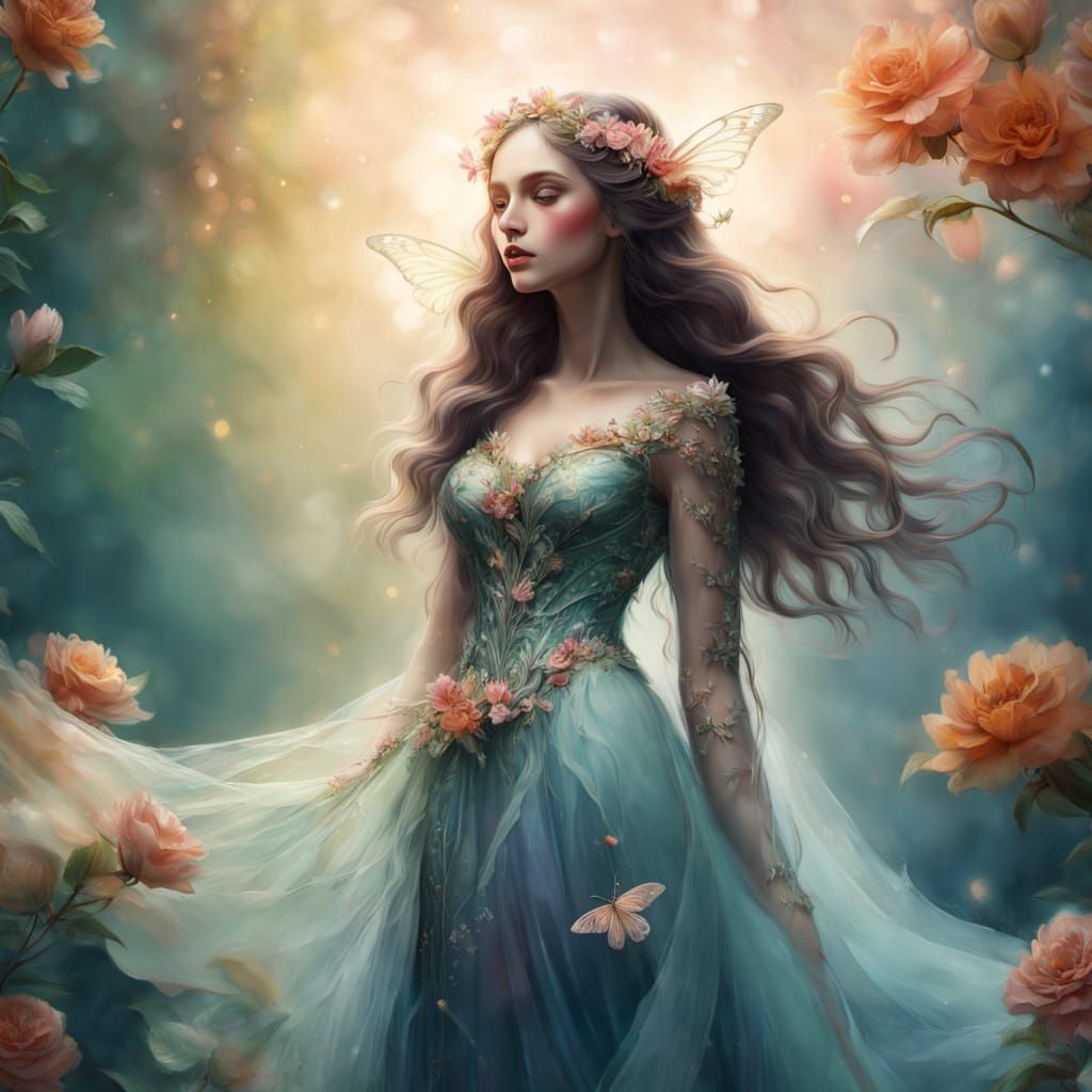 Surreal Fairy in Vibrant Bloom