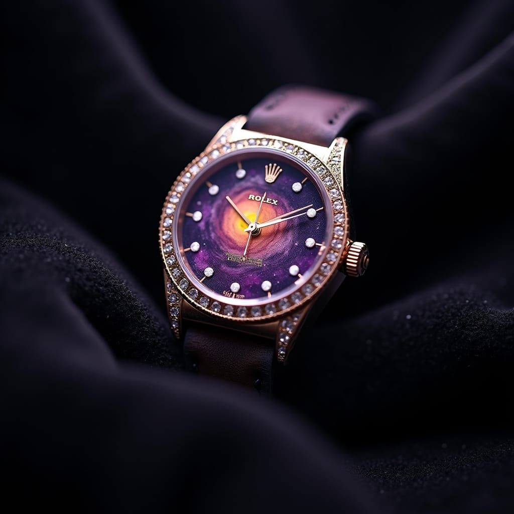 Galactic Rolex-Inspired Watch with Diamond Accents