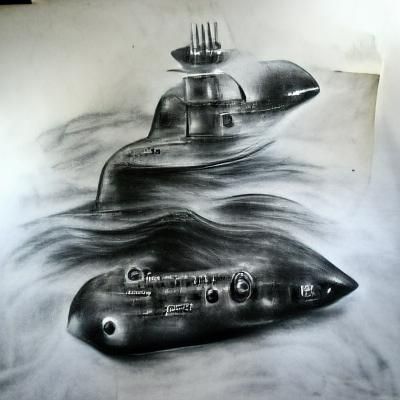 Futuristic Submarine in Charcoal Style