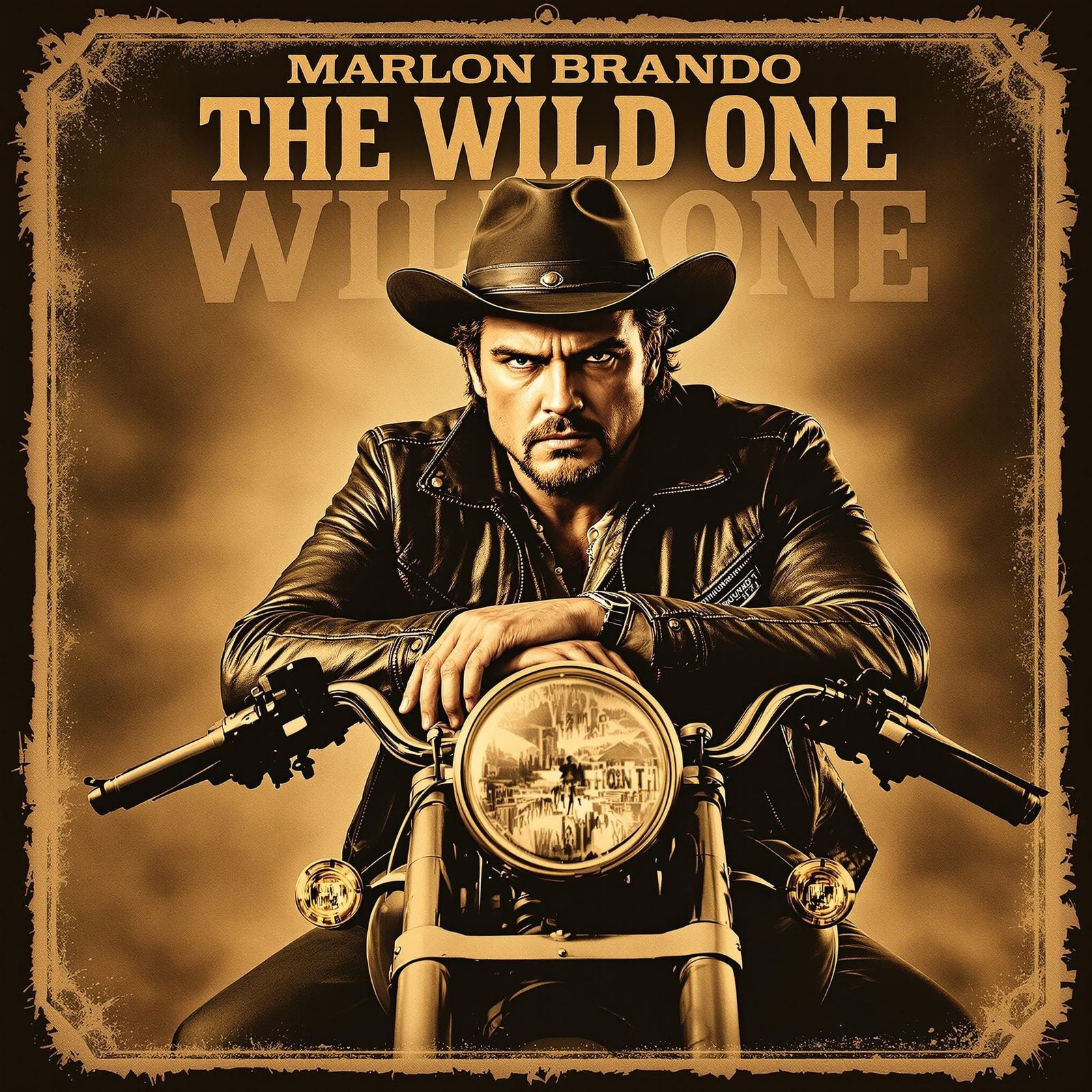 Vintage Western Movie Poster: Rebellious Biker on Triumph